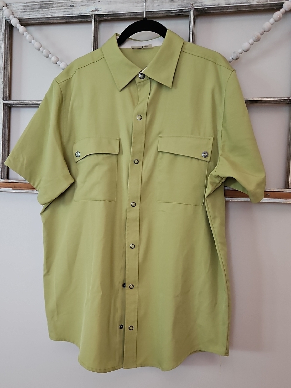 GoLite Men's Short Sleeve Casual Button-Up Shirt Chartreuse Large
